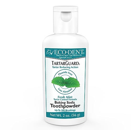 Eco-Dent TartarGuard Toothpowder - Enzyme Action, SLS-Free, Mint Flavor, 2oz + Rinse Pack