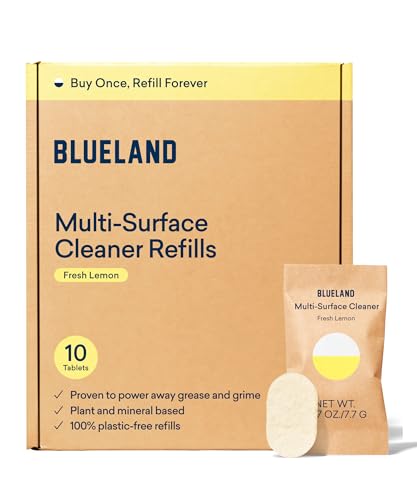 BLUELAND Multi-Surface Cleaner - Refillable, Plant-Based, Safe for Kids & Pets - 10 Refill Tablets