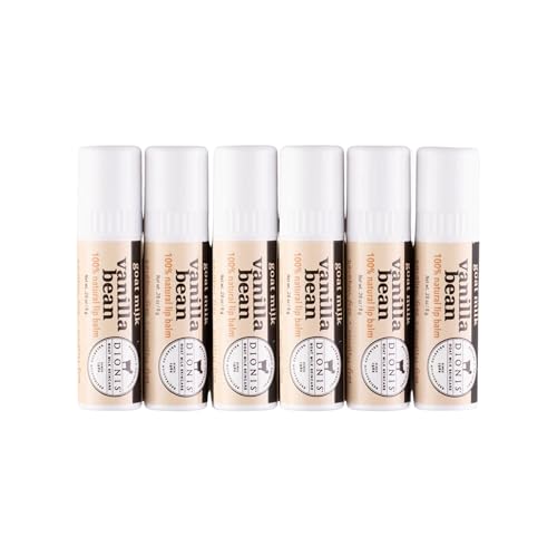 Dionis Goat Milk Lip Balm - Moisturizing Vanilla Bean Flavor, Paraben-free - Set of 6 (0.28 oz)