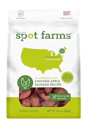 Spot Farms Dog Treat - Natural Chicken & Apple Sausage, Human Grade, No Fillers - 12.5oz