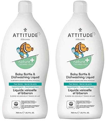 ATTITUDE Dishwashing Liquid - Natural Pear Nectar, Hypoallergenic & Vegan - 23.7 Fl Oz (Pack of 2)