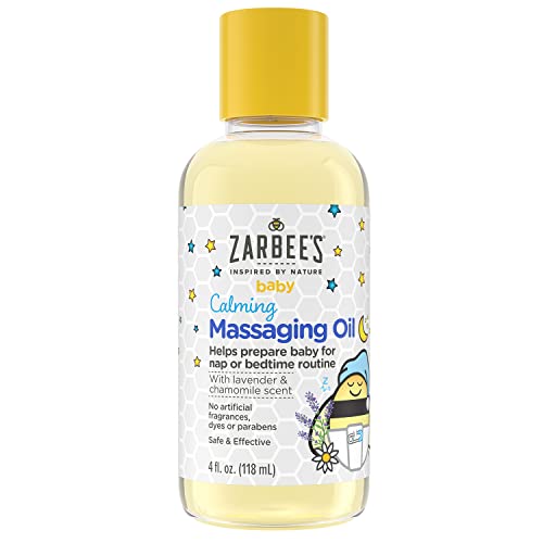 Zarbee's Baby Massage Oil - Calming Lavender & Chamomile, Pediatrician Approved - 4oz