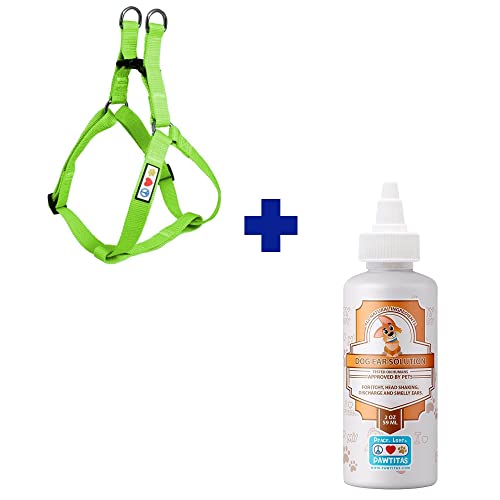 Pawtitas Pet Care Bundle - Durable Harness & 100% Natural Ear Cleaner for Small Dogs