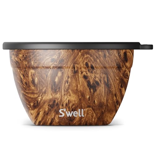 S'well Stainless Steel Salad Bowl Kit - Leak-Proof, Easy Clean, BPA-Free - 64oz, Teakwood