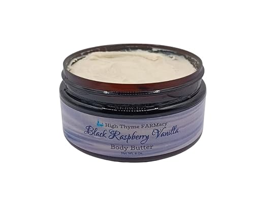 High Thyme FARMacy Body Butter - Deep Hydration, Soothing Ingredients - 8oz Black Raspberry Vanilla