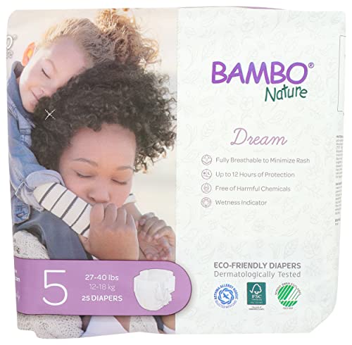 Bambo Nature Dream Diapers - Hypoallergenic, Dermatologically Tested, 27-40 lbs - 25 Count