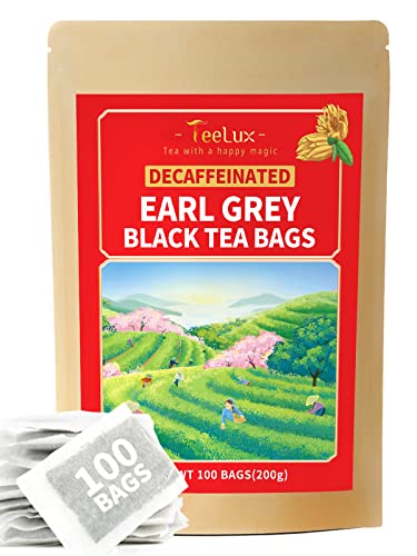 TeeLux Decaf Earl Grey Tea Bags - Full-Bodied Flavor, Natural Bergamot, 100 Count