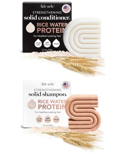 Kitsch Rice Water Shampoo & Conditioner Bar Set - Vegan, Cruelty-Free, pH Balanced - 3.6oz & 2.82oz