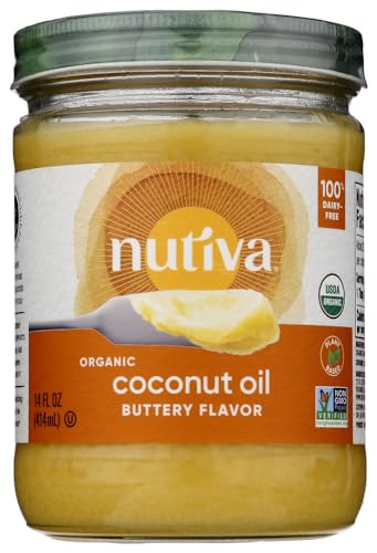 Nutiva Organic Coconut Oil - Buttery Flavor, Vegan, Non-GMO, 14 fl oz Pack of 2