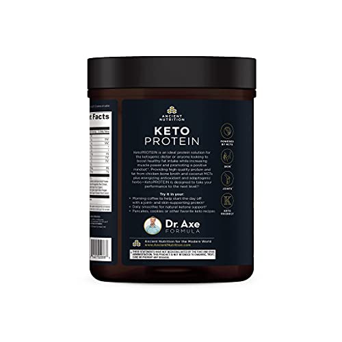 Ancient Nutrition Keto Protein Powder - Bone Broth & MCT, 18g Protein, Chocolate - 17 Servings