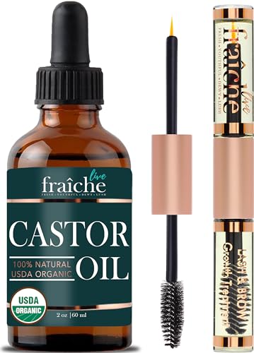 Live Fraiche Eyelash Serum - Promotes Growth & Nourishes, USDA Certified Organic Castor Oil - 2oz