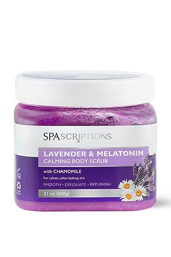 Spascriptions Lavender & Melatonin Body Scrub - Hydrating Exfoliation, Cruelty-Free - 21oz