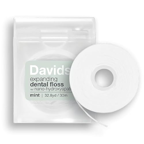 Davids Dental Floss - Expanding Design, Hydroxyapatite, Vegan, Mint Flavor - 66 yd Refill