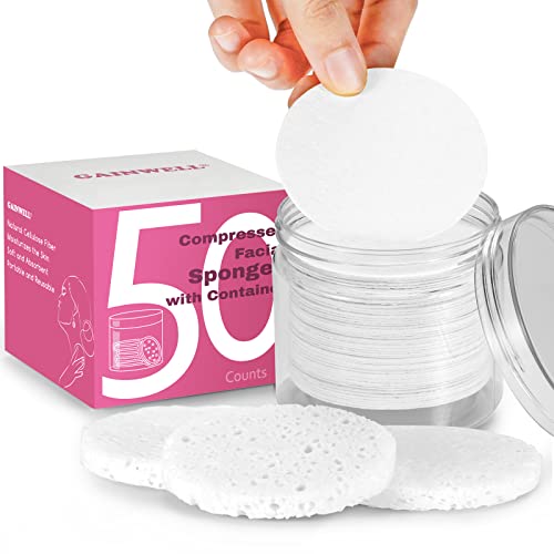 GAINWELL Facial Cleansing Sponge Set - Biodegradable, Ergonomic, Travel-Friendly - 50 Count