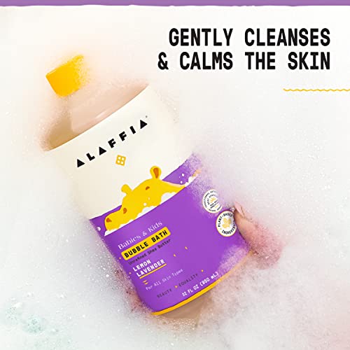 Alaffia Kids Bubble Bath - Gentle Cleansing with Shea Butter & Lavender, Vegan - 32 Fl Oz