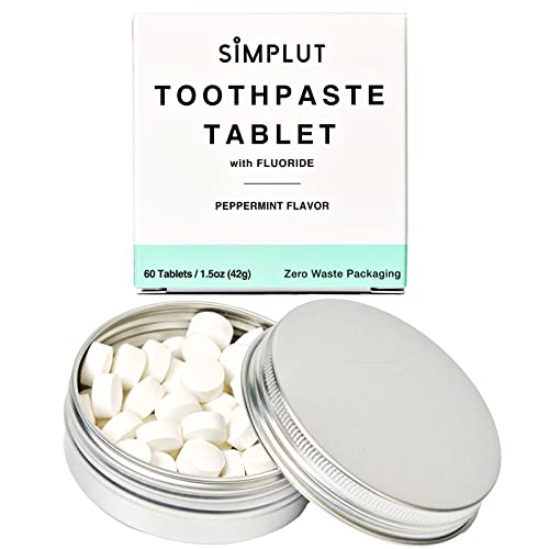 SIMPLUT Chewable Toothpaste Tablets - Plaque Control, Vegan, Natural Ingredients - 60 Pack