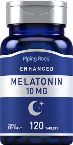 Piping Rock Sleep Supplement - Extra Strength Melatonin 10mg & L-Theanine, Non-GMO - 120 Tablets