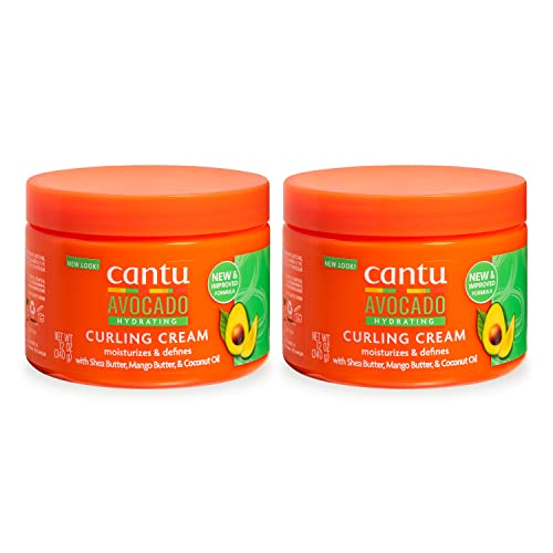 Cantu Avocado Hair Cream - Hydrates & Defines Curls, No Sulfates or Silicones - 12oz (Pack of 2)