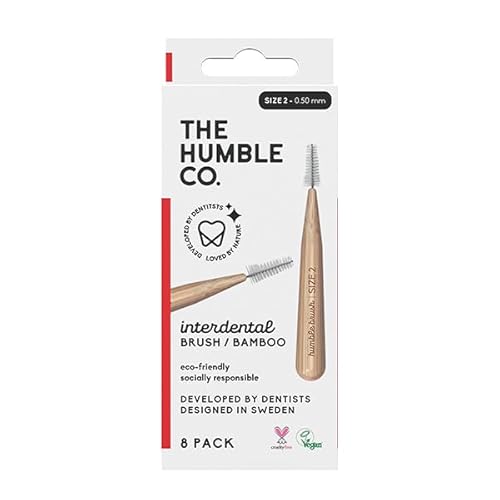 The Humble Co. Bamboo Interdental Brush - Gentle Gum Care, Vegan Bristles - 8 Pack, Size 2-0.5mm