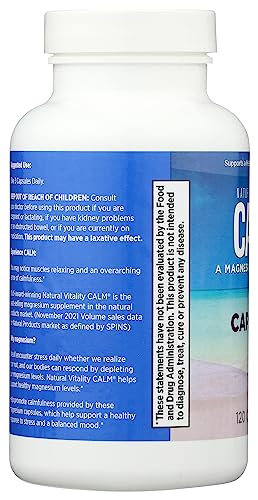 Natural Vitality Calm Magnesium - Supports Relaxation, Vegan & Gluten Free - 120 CT