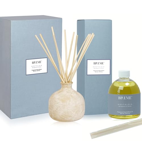 BLUEME Aromatherapy Diffuser - Bergamot & Musk, Hand-Finished Ceramic, Refillable - 16.91 Fl Oz