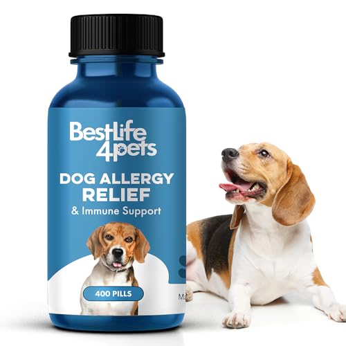 BestLife4Pets Dog Allergy Relief - Natural Itch Support, Immune Boost, 400 Small Pills