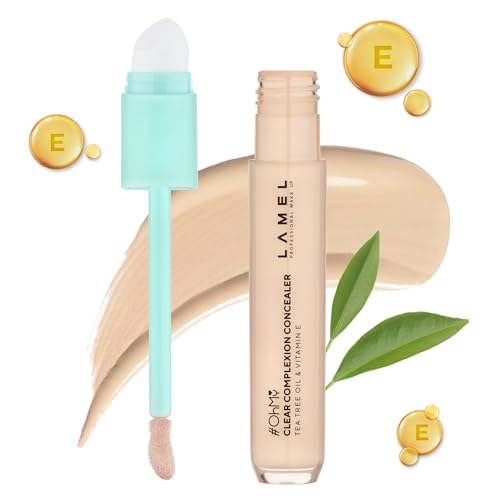 LAMEL Clear Face Concealer - Hydrating, Brightening, Vegan Formula - 24HR Coverage, 0.23 fl. oz