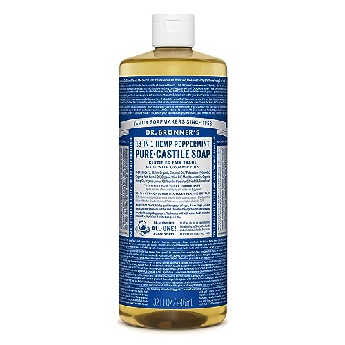 Dr. Bronner's Pure-Castile Liquid Soap - Organic, Vegan, Multi-Use, Peppermint - 32oz