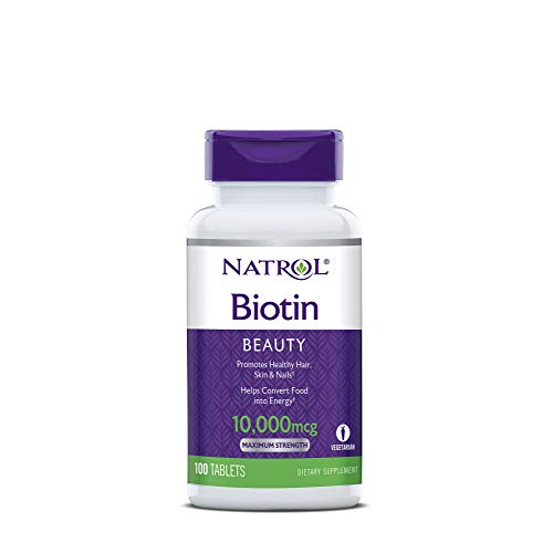 Natrol Biotin Tablets - Supports Healthy Hair & Strong Nails, 10000 mcg - 100 Count