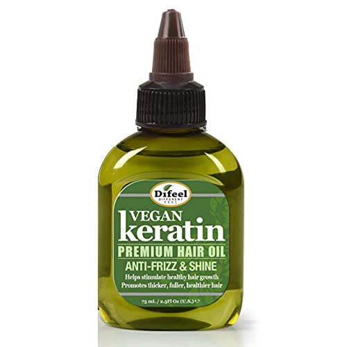 Difeel Vegan Keratin Hair Oil - Anti Frizz & Shine, Strengthens & Hydrates - 2.5 oz