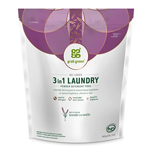 Grab Green Laundry Detergent Pods - Stain Remover, Plant-Based, Lavender Vanilla - 60 Count