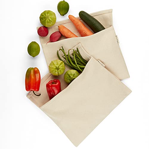 MEEMA Vegetable Crisper Bags - Keep Veggies Fresh Longer, Upcycled Cotton - Large, Set of 2