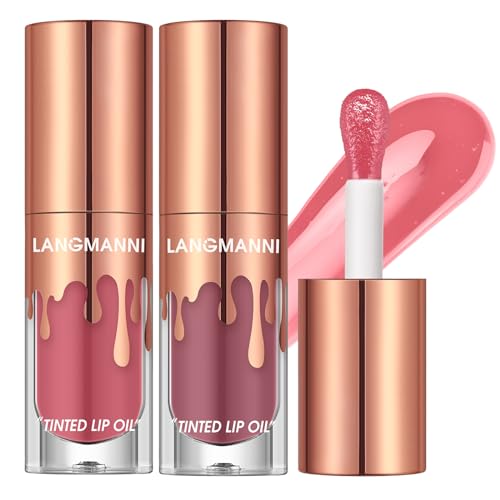 LANGMANNI Tinted Lip Oil - High-Shine Moisturizing Care, 6 Vibrant Shades, Cruelty-Free - 0.24 Fl oz