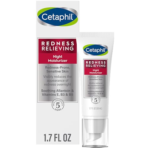 CETAPHIL Night Cream - Redness Relief, Hydrating, Hypoallergenic for Sensitive Skin - 1.7 fl oz