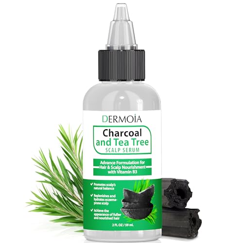 DERMOIA Scalp Serum - Nourishing Charcoal & Tea Tree Moisturizer for Dry, Itchy Scalp - 4oz