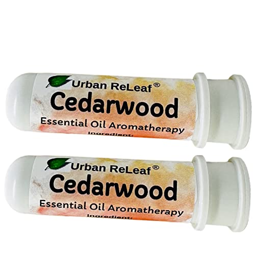 Urban ReLeaf Cedarwood Aromatherapy Inhalers - Pure Essential Oil, Easy Snap Top - Set of 2