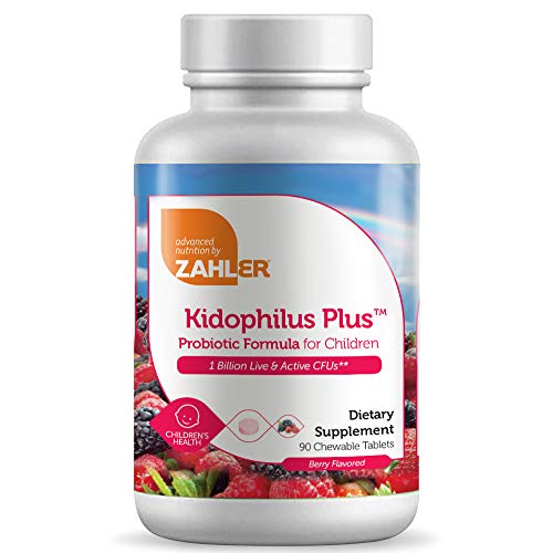 Zahler Kidophilus Probiotic for Kids - Supports Digestion & Immunity, Berry Flavor - 90 Chewables