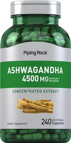 Piping Rock Ashwagandha Herbal Supplement - Supports Healthy Lifestyle, Non-GMO, 240 Capsules