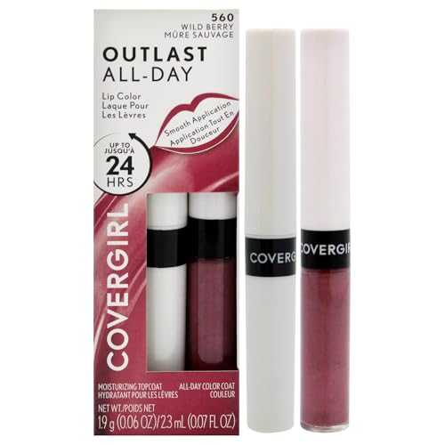 Covergirl Outlast Lipstick - Long-Lasting Color, Moisturizing Topcoat, Wild Berry - 24 Hours