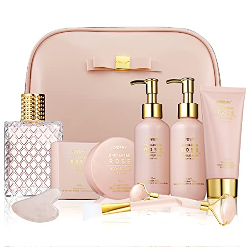 Enchanted Rose Spa Gift Basket - Luxurious Bath Set, Cruelty-Free, 10-Piece Kit