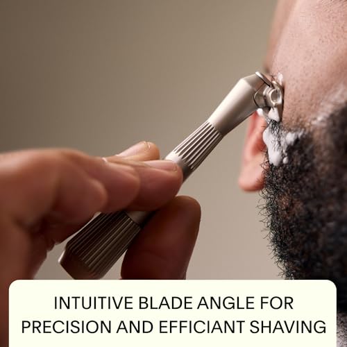 Leaf Shave Twig Razor Set - Precision Shaving, Blade Recycling Tin, All-Metal Design - Silver