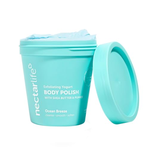 Nectar Life Body Scrub - Exfoliates & Hydrates with Shea Butter, Ocean Breeze Scent - 5oz