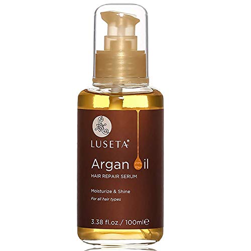 L LUSETA Argan Oil Hair Serum - Repairs & Nourishes, Adds Shine, Safe for All Hair Types - 3.38oz