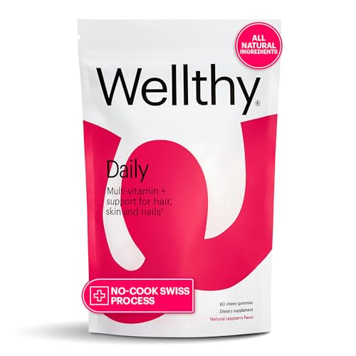 Wellthy Daily Multivitamin Gummy - Supports Skin, Hair & Nails, Vegan, Raspberry Flavor - 30 Count