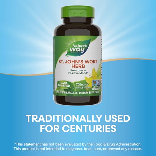 Nature's Way St. John’s Wort Herbal Supplement - Promotes Positive Outlook, Vegan - 180 Capsules