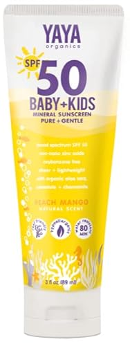 YAYA ORGANICS Kids Mineral Sunscreen Lotion - SPF 50, Hypoallergenic, Water-Resistant - 3 oz