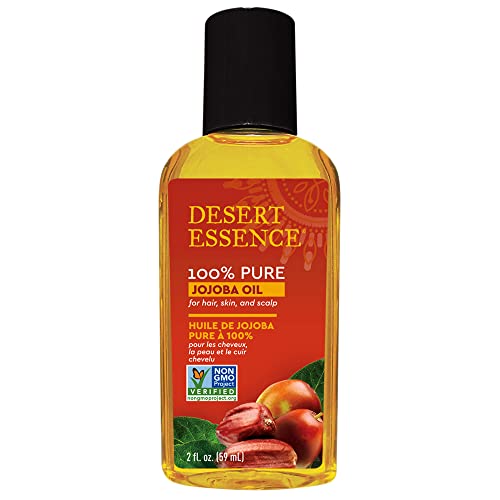 Desert Essence Jojoba Oil - Moisturizer & Cleanser, Non-GMO, Vegan - 2 Oz Cold-Pressed