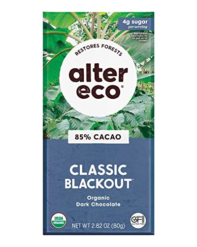 Alter Eco Dark Chocolate Bar - 85% Pure Cocoa, Fair Trade, Organic, Non-GMO - 3oz