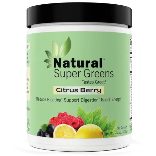 Natural Super Greens Powder - Boost Energy & Support Digestion, Organic Citrus Berry Blend