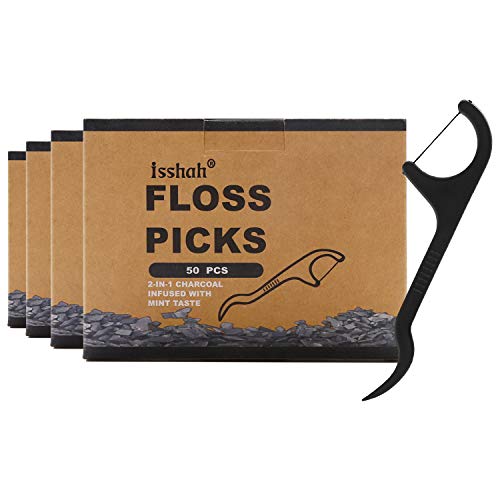 Isshah Natural Dental Floss Picks - Shred Resistant, Mint Fresh, PETA Approved - 200 Count